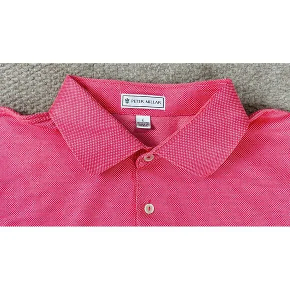Peter‎ Millar Vintage Men's Button Up Short Sleeve Golf Polo Shirt Size L - Picture 5 of 12